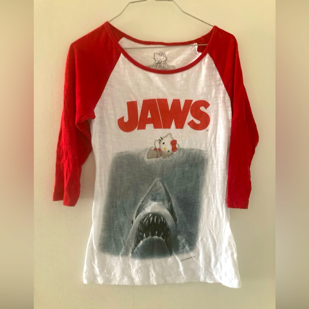 Hello Kitty Jaws Universal Studios Women's 3/4 Length T-Shirt M MEDIUM Cotton